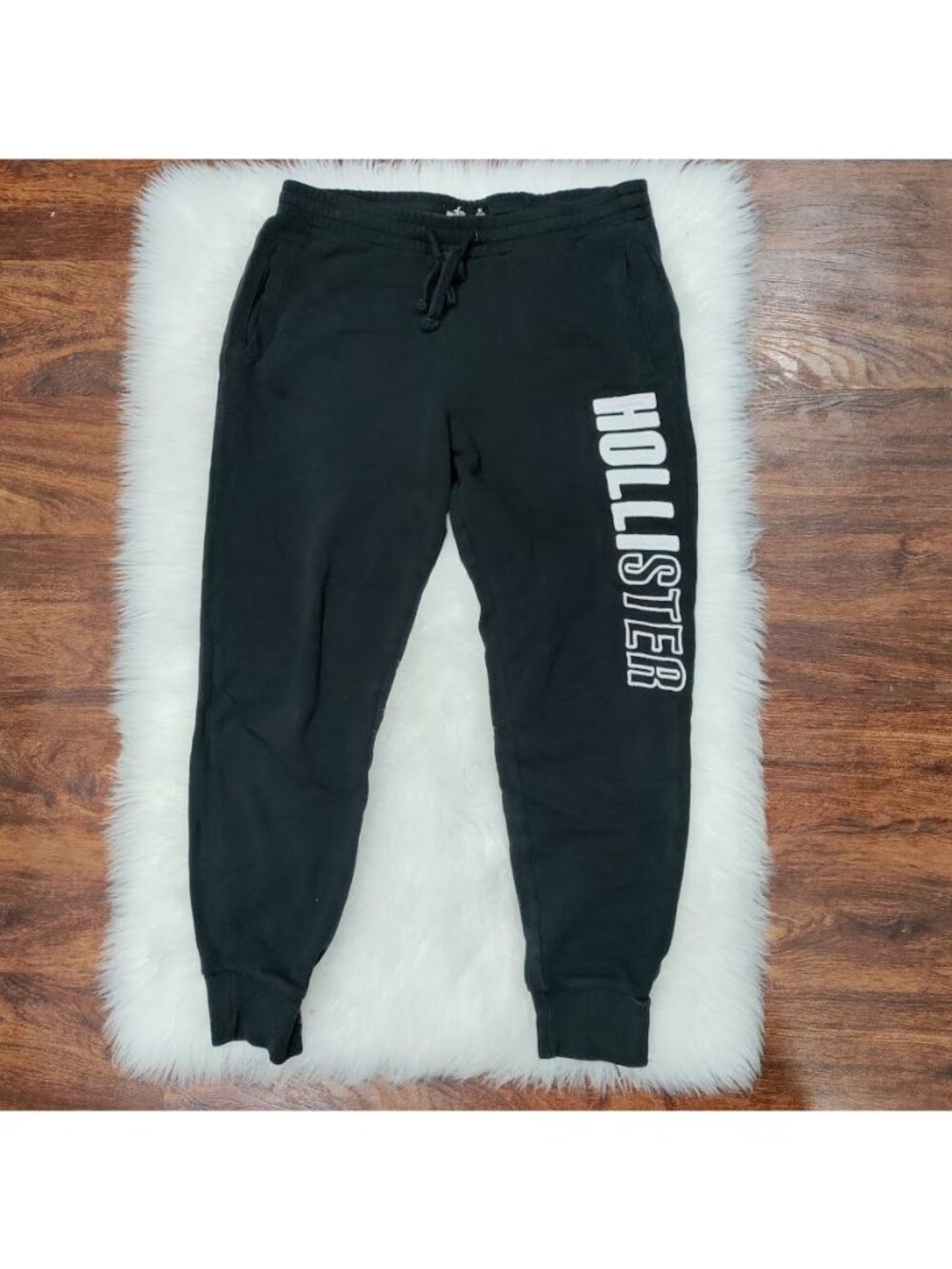 HOLLISTER Black Drawstring Logo  Joggers Size Medium - Picture 8 of 9